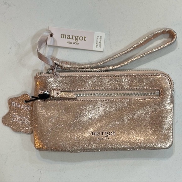 margot Accessories - margot Genuine Leather Rose Gold Credit Card Holder